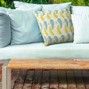 Chartreuse und Aqua Blätter werfen Kissen