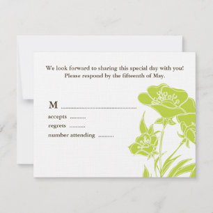 Chartreuse und Brown Floral Wedding Response Card RSVP Karte