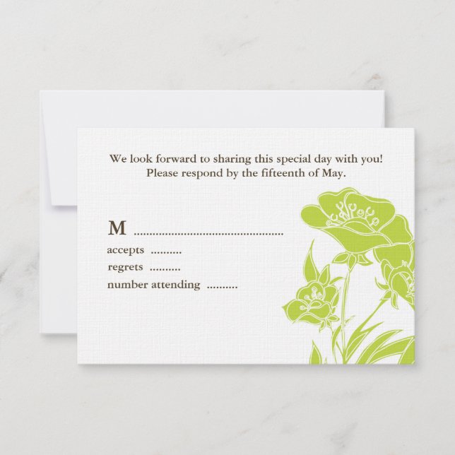 Chartreuse und Brown Floral Wedding Response Card RSVP Karte (Vorderseite)