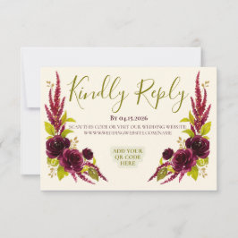 Chartreuse- und Burgunder Blumen Hochzeit-RSVP-Kar RSVP Karte