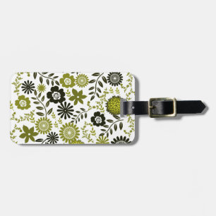 Chartreuse und dunkelolivgrüne Blumenmuster Gepäckanhänger