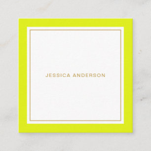 Chartreuse und Gold Elegante Feminine Quadratische Visitenkarte