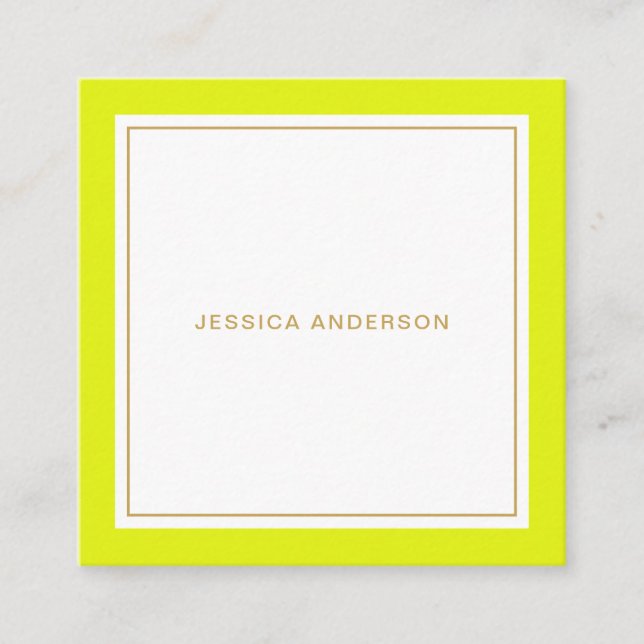Chartreuse und Gold Elegante Feminine Quadratische Visitenkarte (Vorderseite)