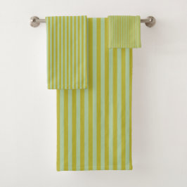 Chartreuse und Pistachio Green Stripes Badhandtuch Set