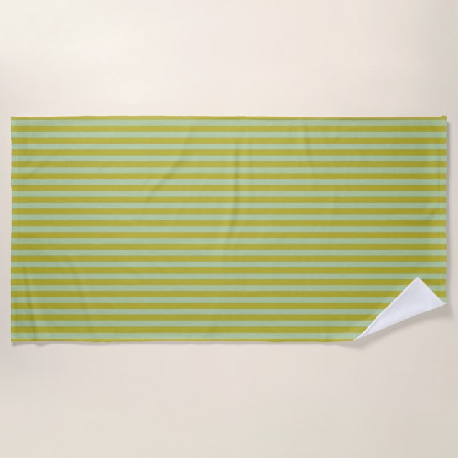 Chartreuse und Pistachio Green Stripes Strandtuch (Vorderseite)