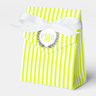 Chartreuse- und weiße Streifen-Monogramm-Hochzeit Geschenkschachtel