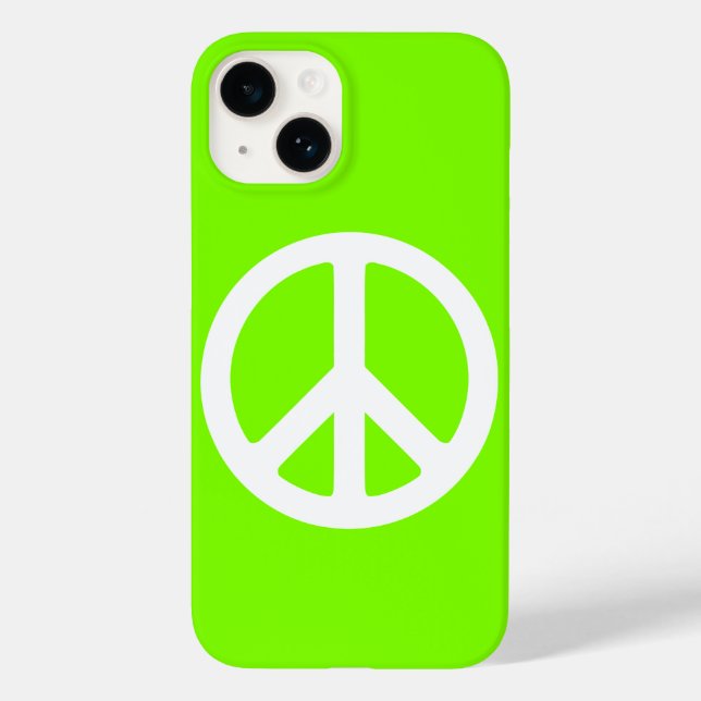 Chartreuse und White Peace Case-Mate iPhone 14 Hülle (Rückseite)