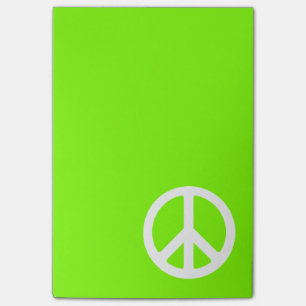 Chartreuse und White Peace Symbol Post-it Klebezettel