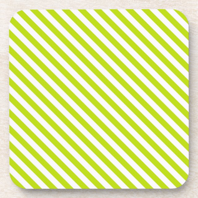 Chartreuse und White Stripes Untersetzer (Vorderseite)