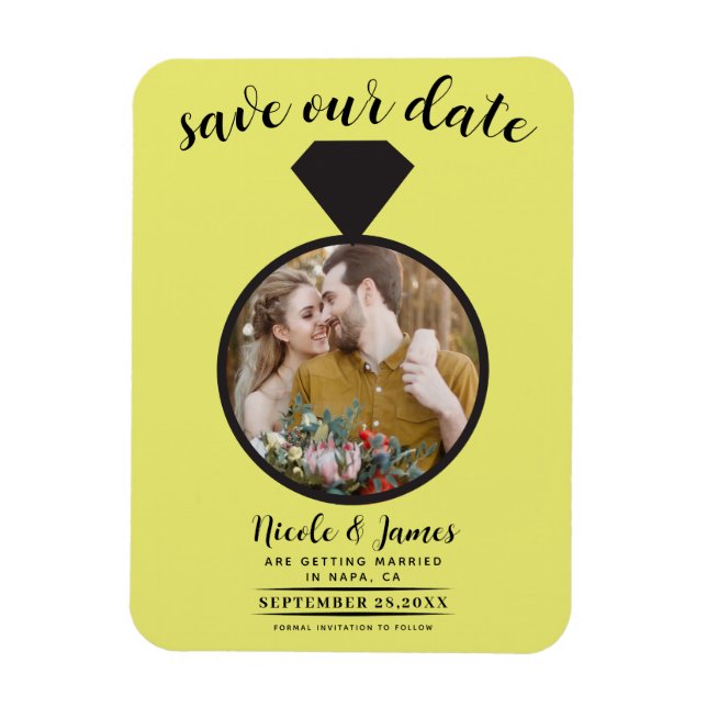 Chartreuse Wedding Ring Foto Save the Date Magnet (Vertikal)