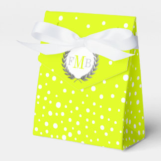 Chartreuse-weißes Punkte-Muster als Hochzeits-Favo Geschenkschachtel