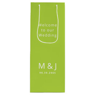 Chartreuse White Monogram Wedding Vielen Dank Geschenktüte Für Weinflaschen