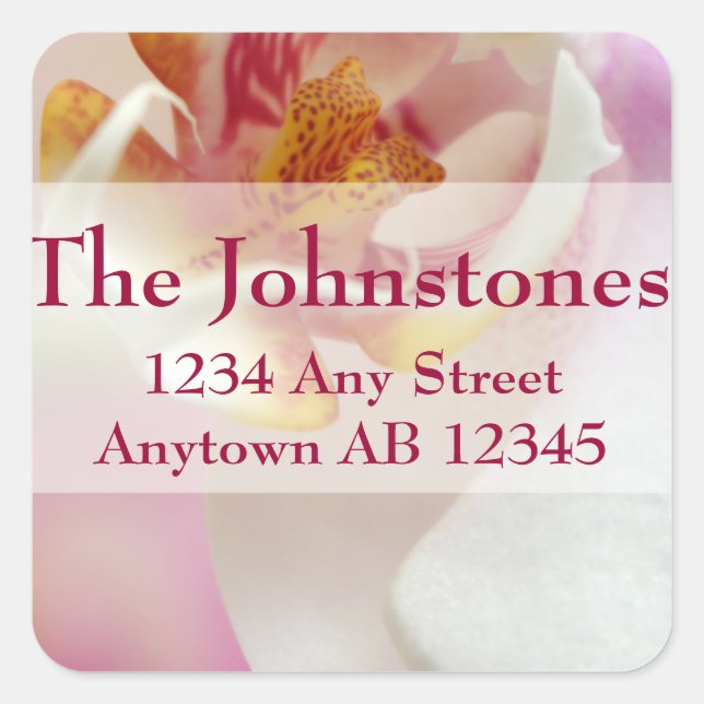 Chartreuse White Orchid Wedding Address Label Quadratischer Aufkleber (Vorderseite)