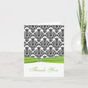 Chartreuse, White und Black Damask Danke Karte