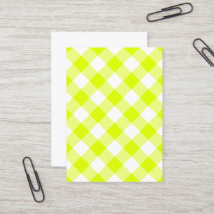 Chartreuse Yellow Gingham Blank Visitenkarte