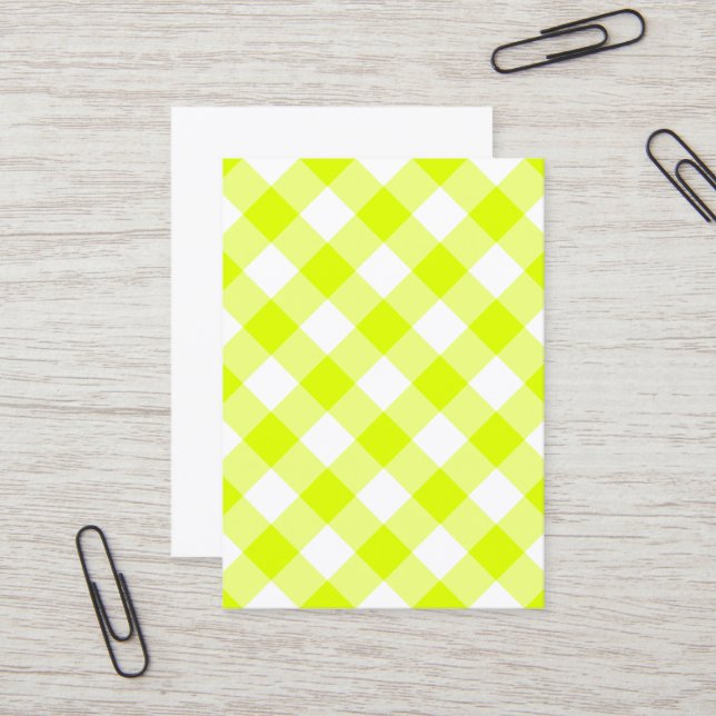 Chartreuse Yellow Gingham Blank Visitenkarte (Vorderseite/Rückseite Beispiel)
