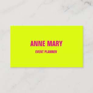 Chartreuse Yellow Hot Pink Wedding Event Planner Visitenkarte