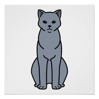 Chartreux Cat Cartoon Poster