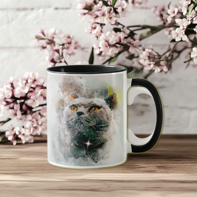 Chartreux Katze und Schnee Tasse (Von Creator hochgeladen)