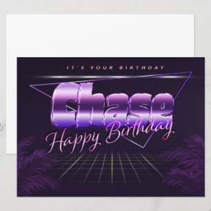 Chase Nom Prénom lila retro Carte Anniversaire
