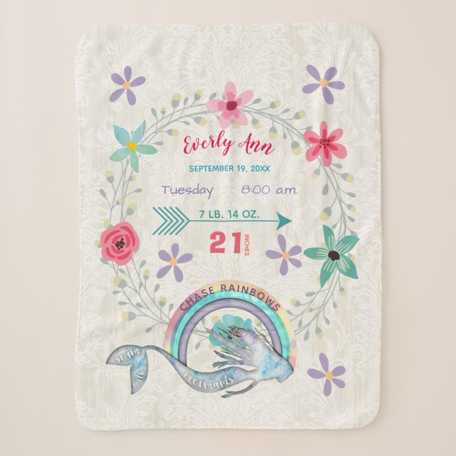 Chase Rainbows Baby Girl Stats Aquarellmaid Sherpadecke (Vorderseite)