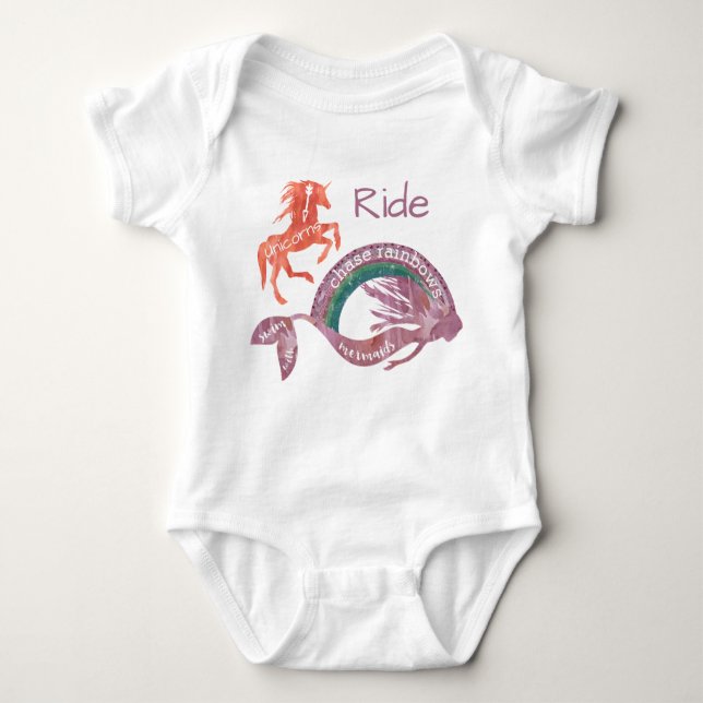 Chase Raindows Swim mit Mermaids, Ride Unicorns Baby Strampler (Vorderseite)