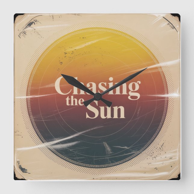 Chasing The Sun Quadratische Wanduhr (Vorderseite)