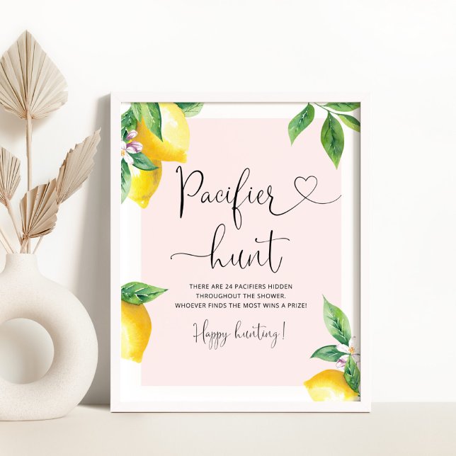 Chasse au citron rose Jeu de baby shower Poster (Créateur téléchargé)