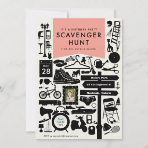 Chasse au Scavenger Invitation de fête d'anniversa