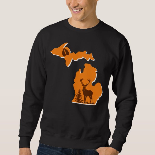 Chasse aux cerfs du Michigan - sweatshirt à cou de (Devant)