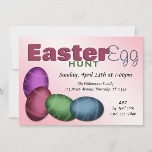 Chasse aux oeufs de Pâques ~ 4 oeufs Invitations d