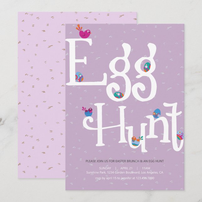 Chasse aux oeufs de Pâques et invitation à la chan (Devant / Derrière)