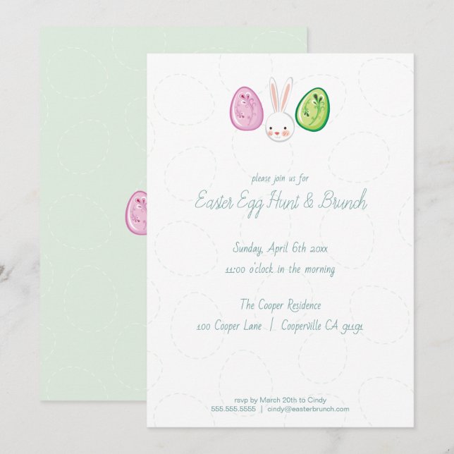 Chasse aux oeufs de Pâques et invitation au brunch (Devant / Derrière)