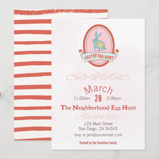 Chasse aux oeufs de Pâques Invitation de la fête d (Devant / Derrière)