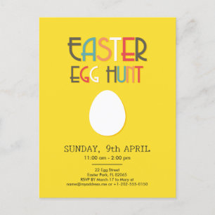 Chasse aux oeufs de Pâques Invitation jaune avec t