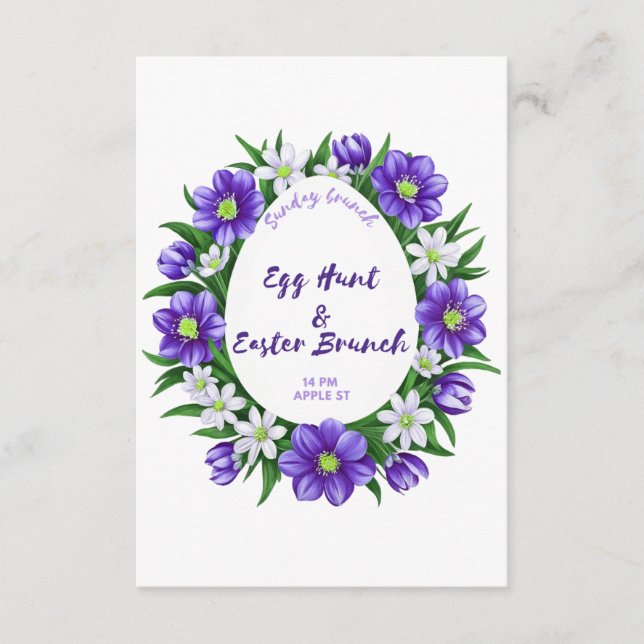 Chasse aux oeufs, invitation au brunch de Pâques (Devant)