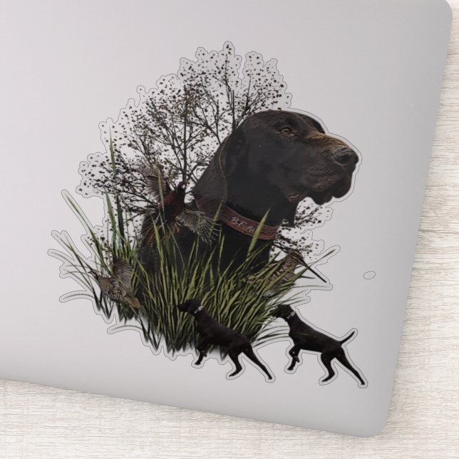 Chasse aux oiseaux, sticker allemand Pointeur à ch (Détail)