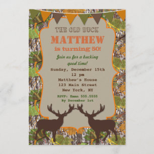 Chasse Camo Anniversaire Invitations