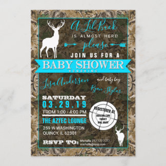 Chasse Camo Boy Baby shower Buck Invitation