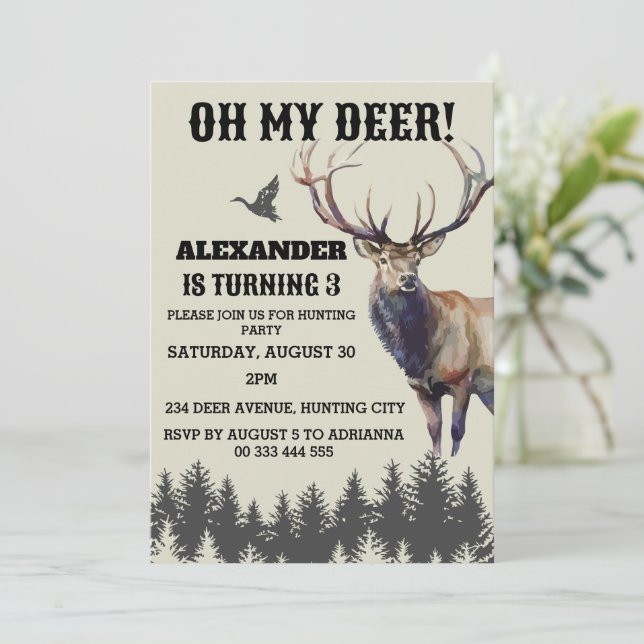 Chasse Camo Deer Enfants et Hommes Invitation Anni (Debout devant)