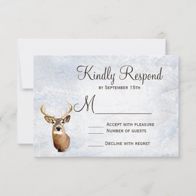 Chasse Camo neige hiver Mariage de cerfs Cartes RS (Devant)