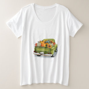 Chasse d'automne dans un T-shirt vert plus taille 