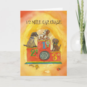 Chasse de voiture de chien - Drôle carte d'anniver
