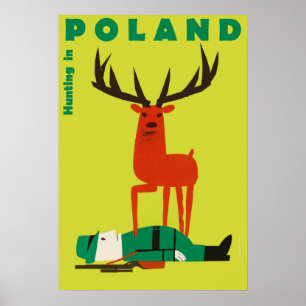 Chasse en Pologne, affiche de voyage vintage
