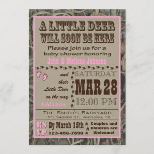 Chasse rose Camo Baby Shower Invitations