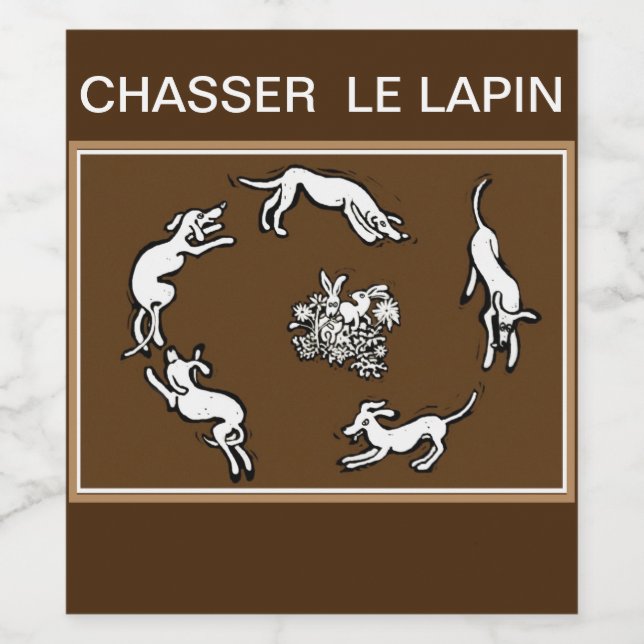 Chasser le lapin Jagdkaninchen Weinetikett (Einzelnes Label)