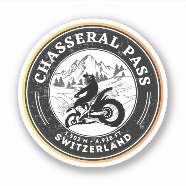 Chasseral Pass - Schweizer Alpen - Motorrad-Tour Aufkleber (Vorderseite)