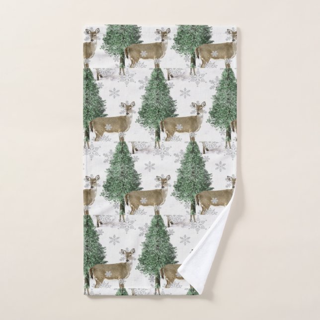 Chasseur de cerfs / Motif de cerfs blancs (Serviette à main)