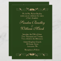 Chasseur Faire-part de mariage vert et or