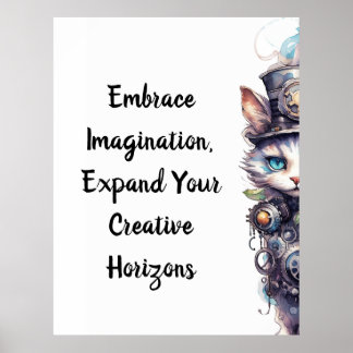 Chat 1 Kitten und top hat Aquarell Poster